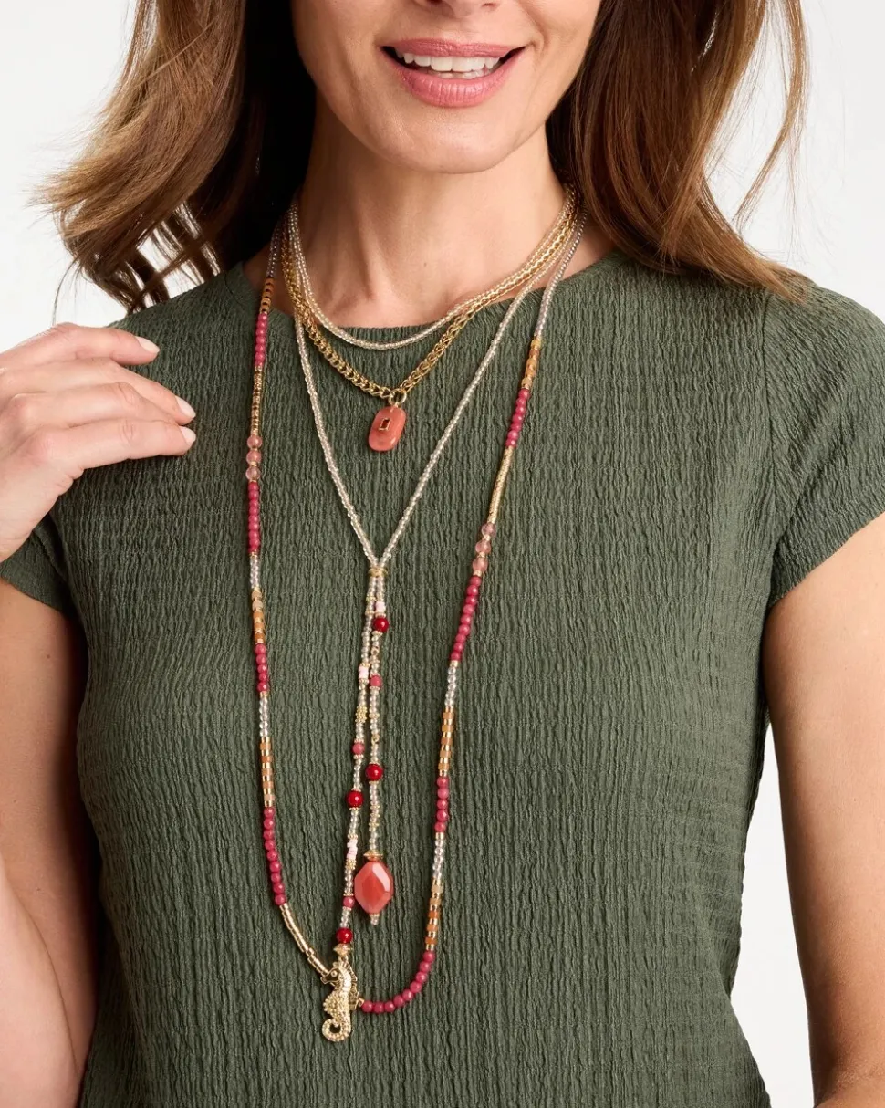 Coral Agate Short Pendant Necklace