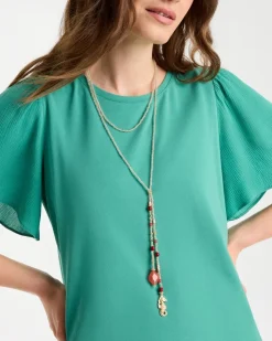 Coral Genuine Stone Y-Pendant Necklace