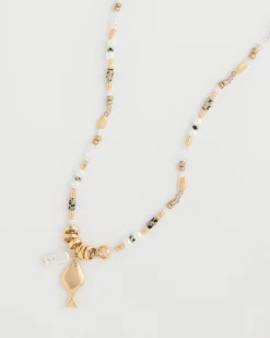 Coral Jade Stone Charm Necklace