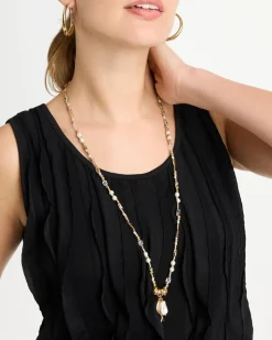 Coral Jade Stone Charm Necklace