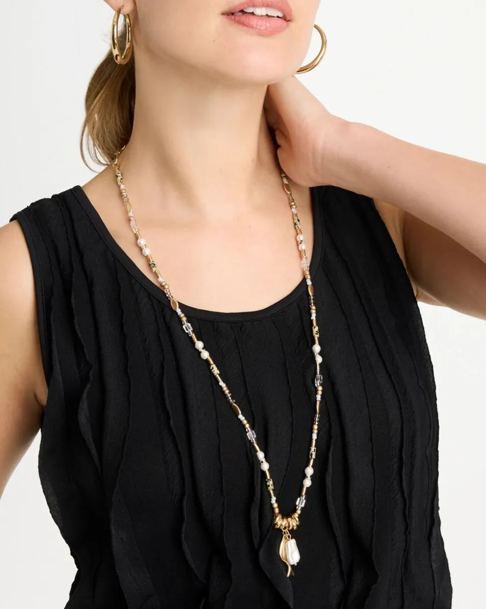 Coral Jade Stone Charm Necklace