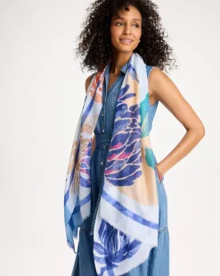Coral Motif Oblong Scarf