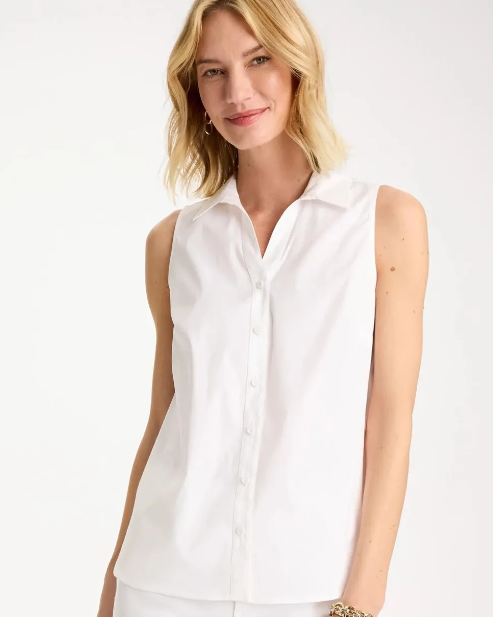 Cotton-Blend Classic Sleeveless Shirt