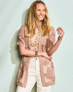 Cotton-Blend Crochet Cocoon Cardigan