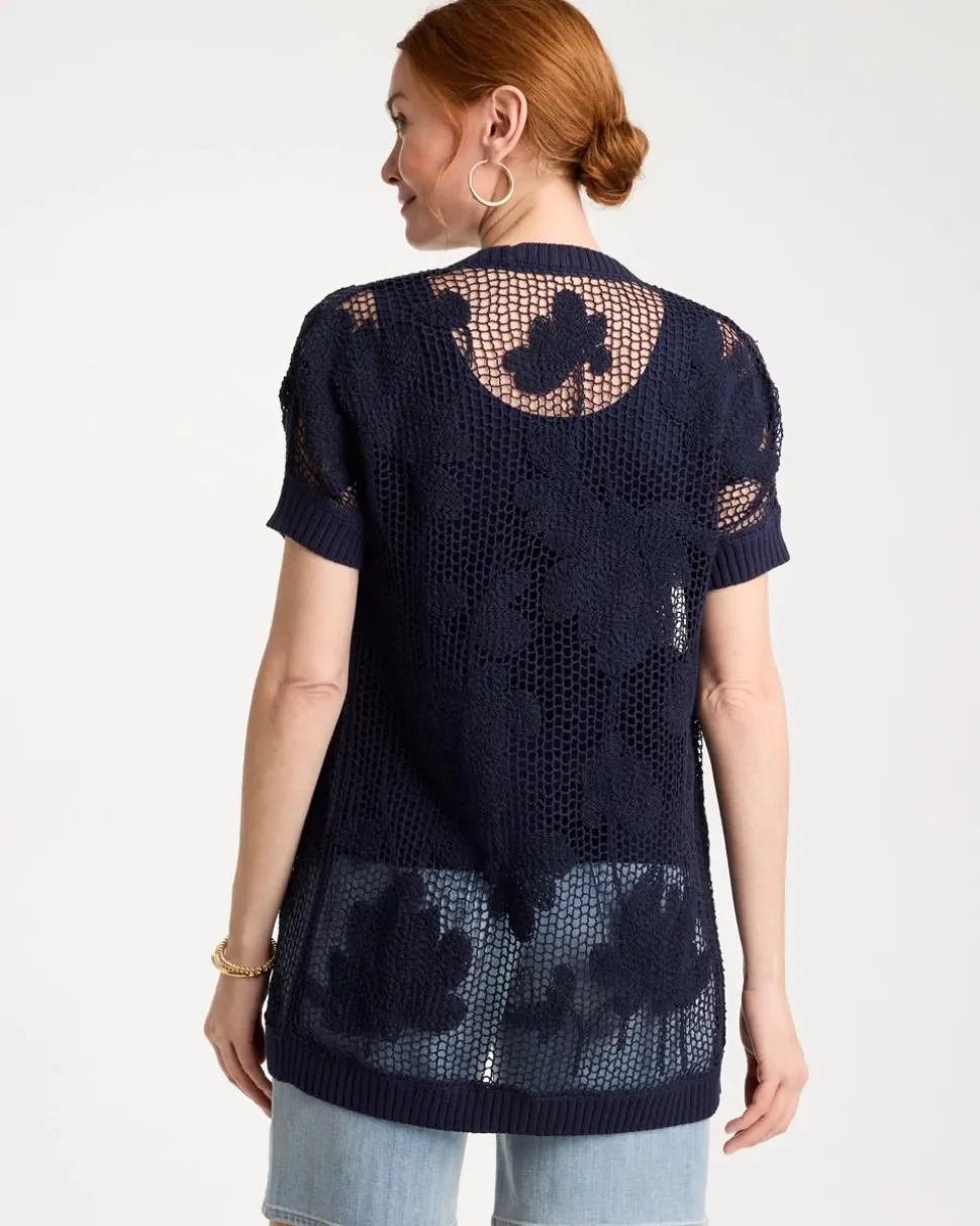 Cotton-Blend Crochet Cocoon Cardigan