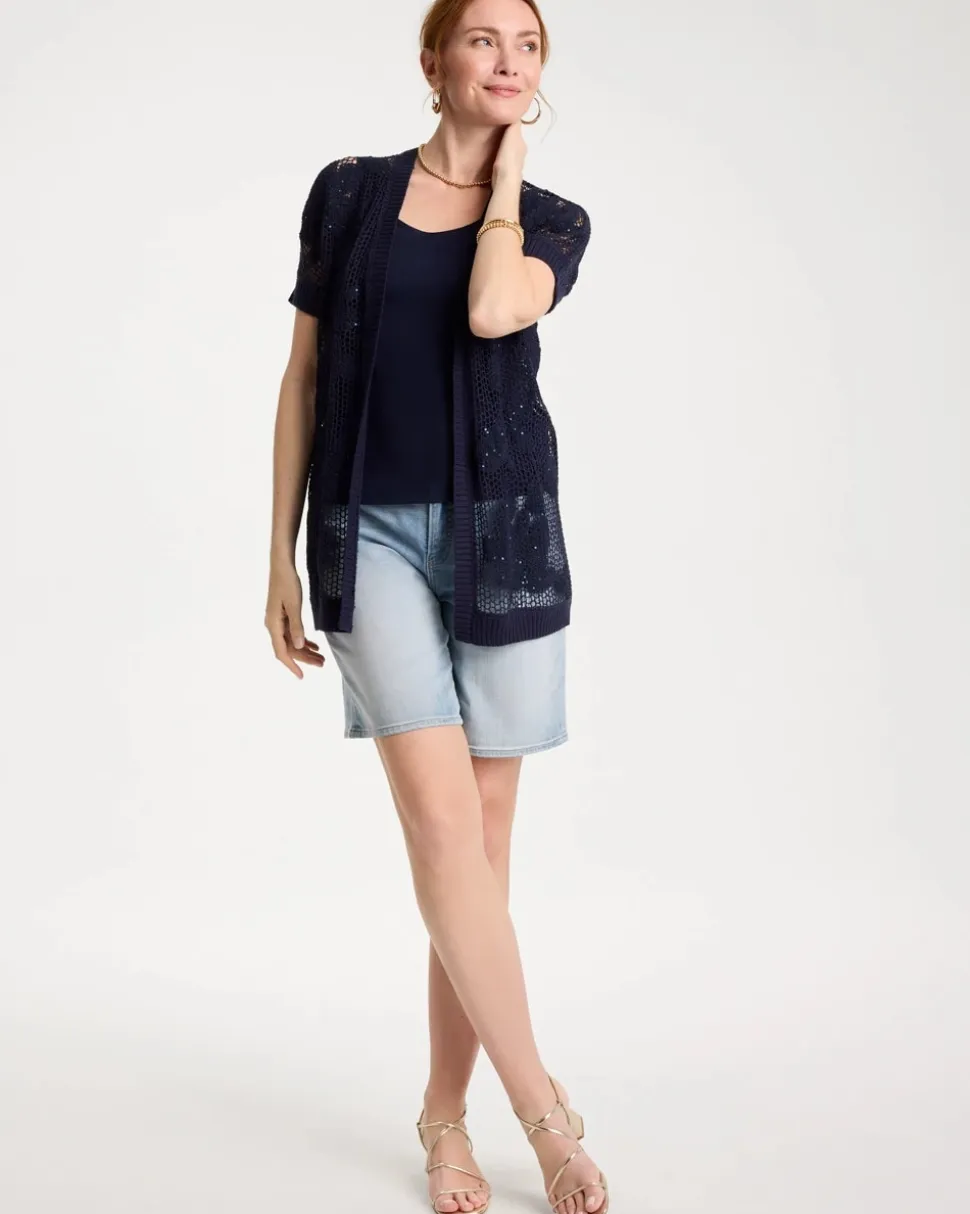 Cotton-Blend Crochet Cocoon Cardigan