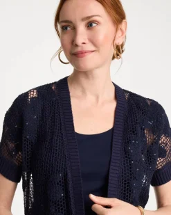 Cotton-Blend Crochet Cocoon Cardigan