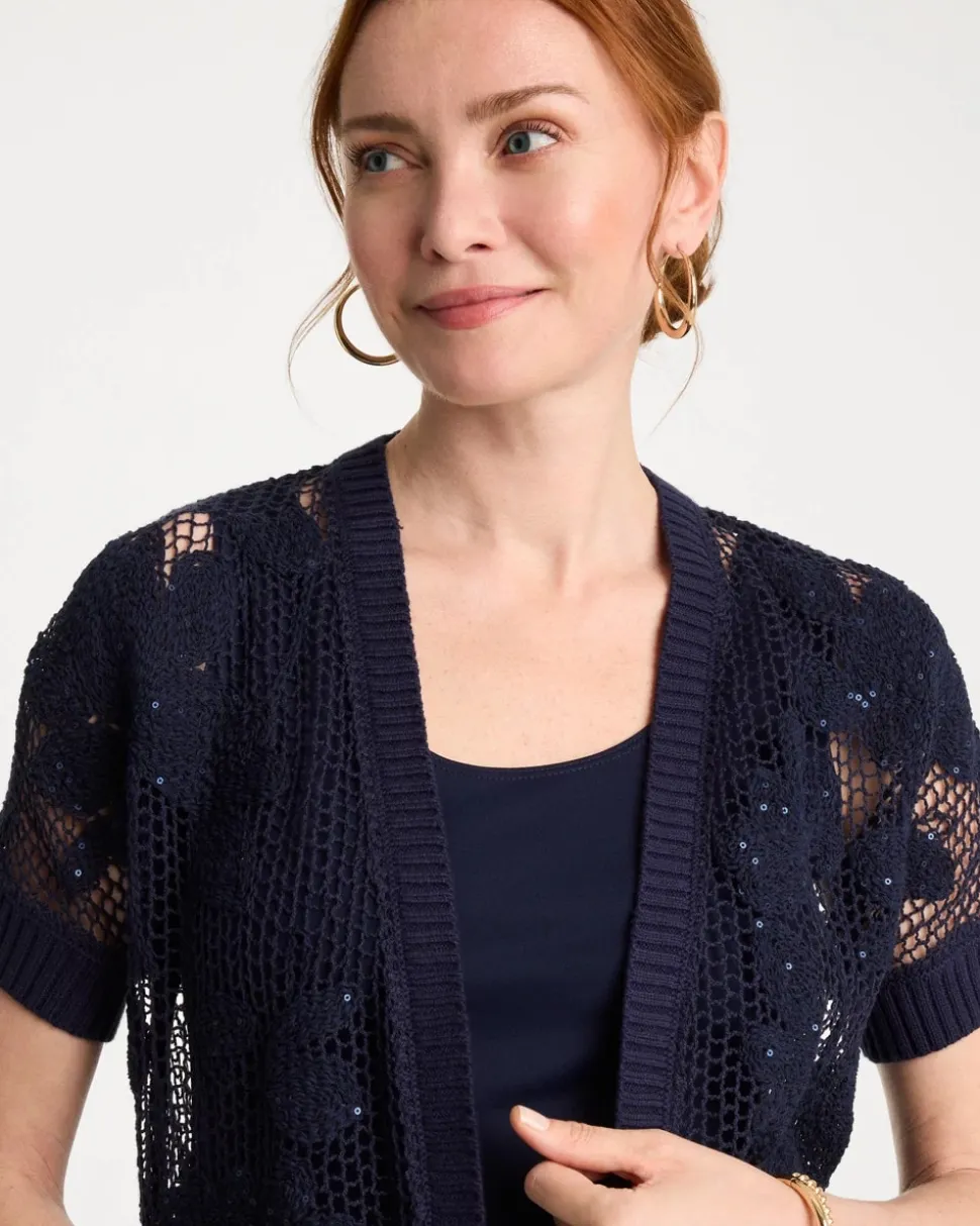 Cotton-Blend Crochet Cocoon Cardigan