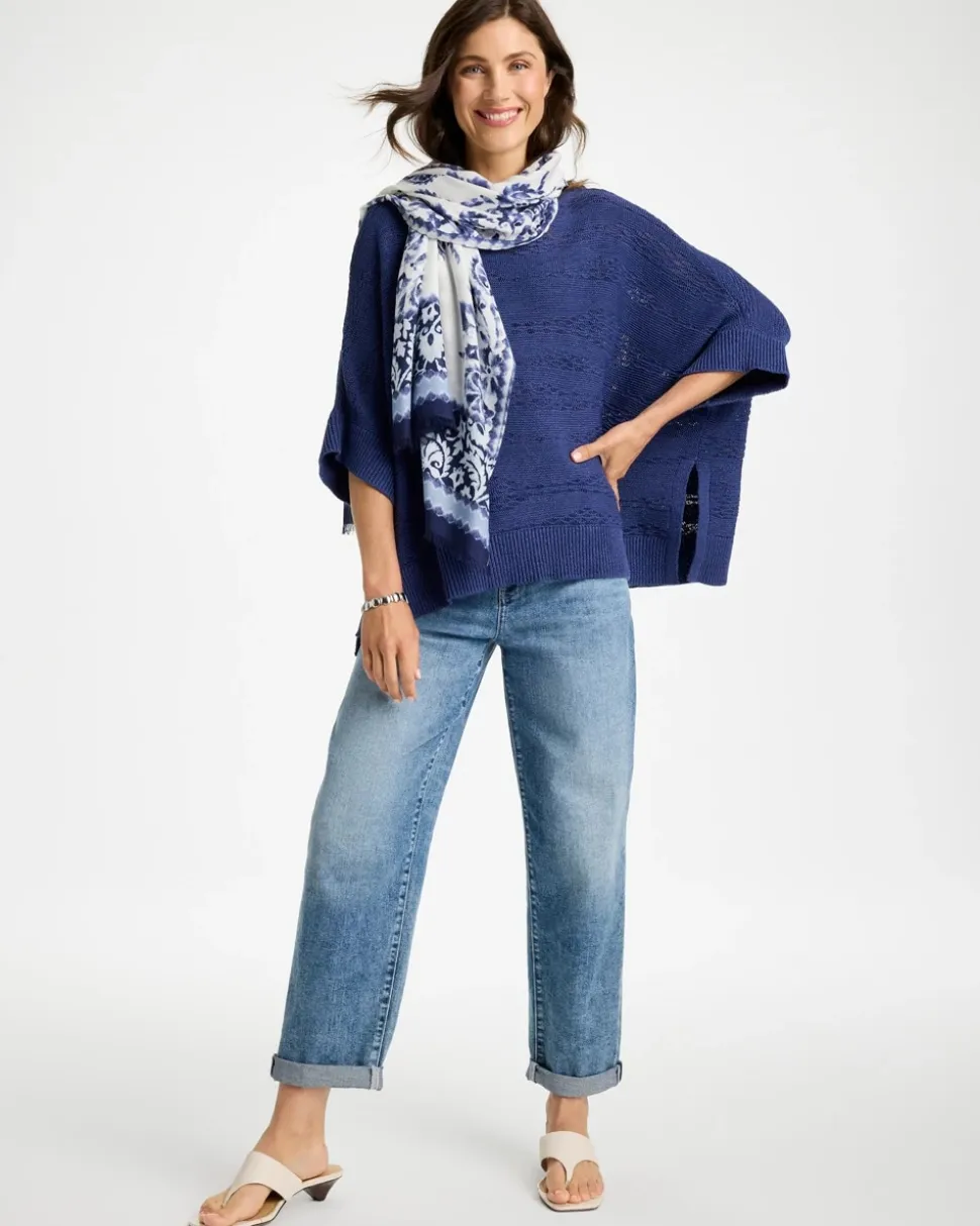 Cotton-Blend Sweater Poncho