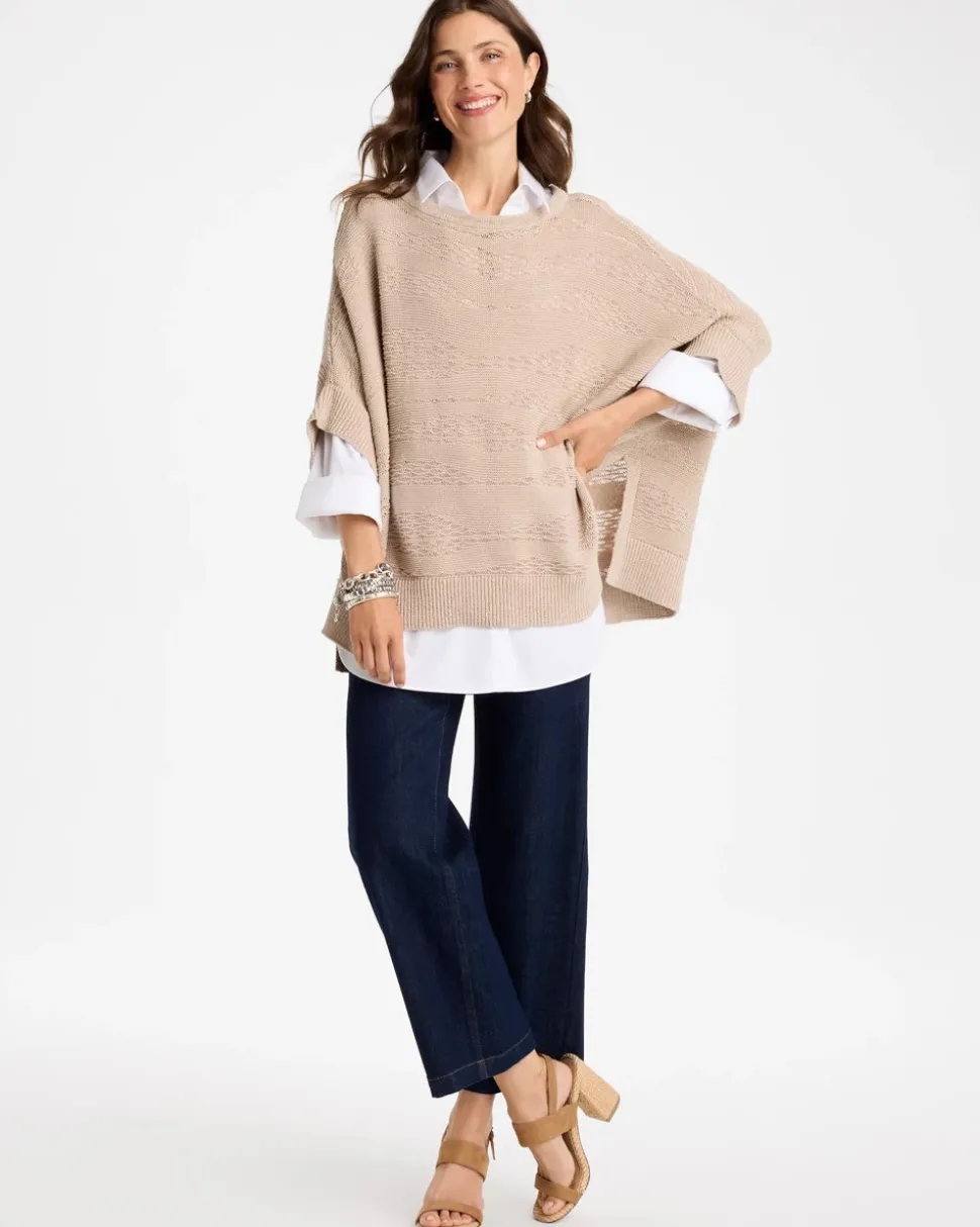 Cotton-Blend Sweater Poncho