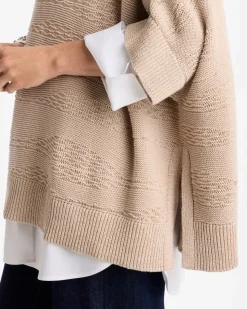 Cotton-Blend Sweater Poncho