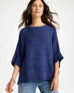 Cotton-Blend Sweater Poncho