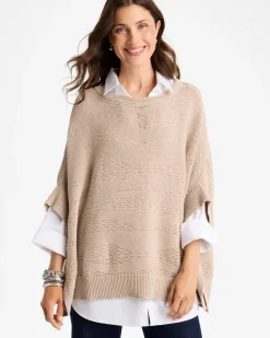 Cotton-Blend Sweater Poncho