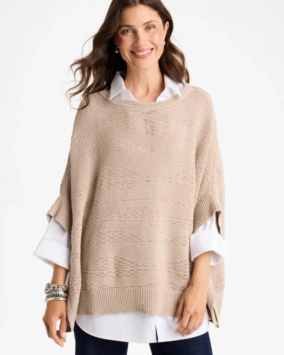Cotton-Blend Sweater Poncho