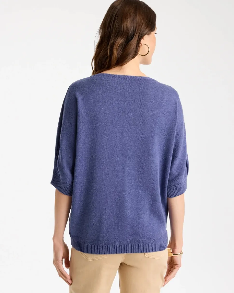 Cotton Embroidered Dolman Sweater