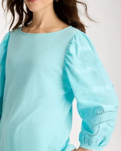 Cotton Eyelet Sleeve Tee