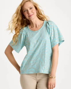 Cotton Foiled Shirred Tee