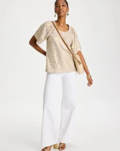 Cotton Foiled Shirred Tee
