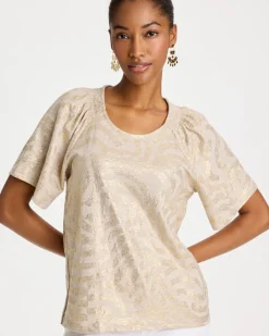 Cotton Foiled Shirred Tee