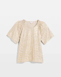 Cotton Foiled Shirred Tee