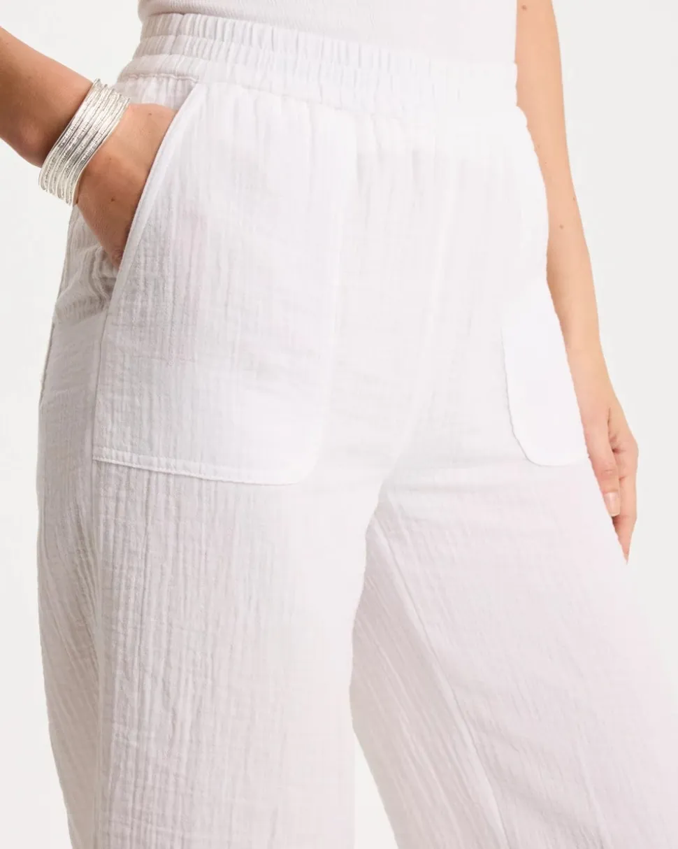 Cotton Gauze Tapered Crop Pant