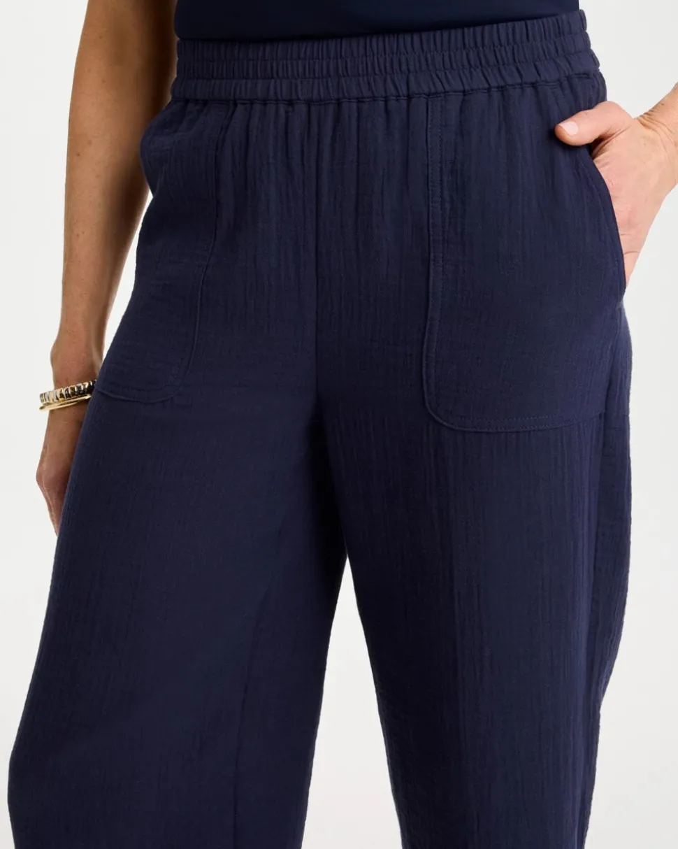 Cotton Gauze Tapered Crop Pant