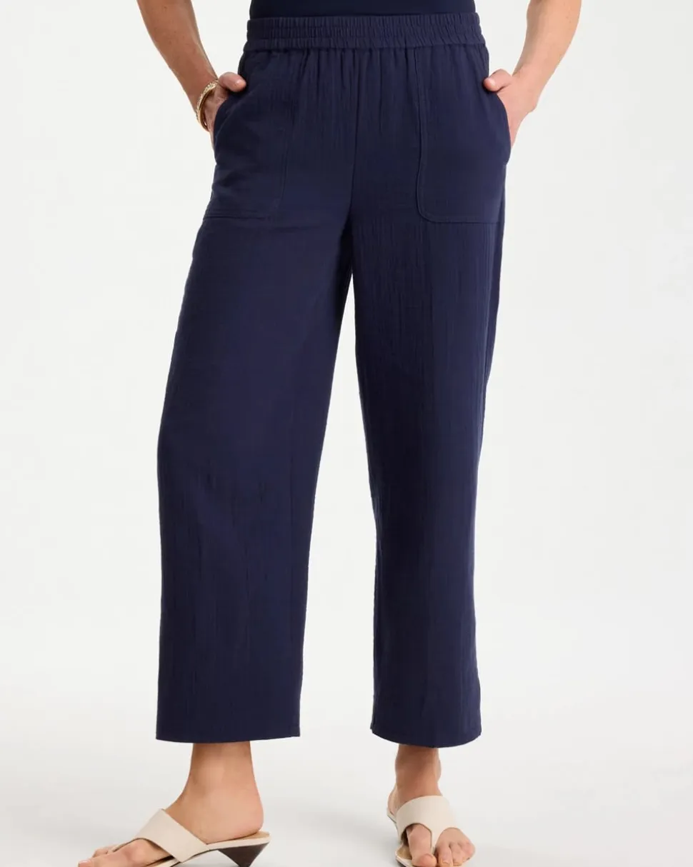 Cotton Gauze Tapered Crop Pant