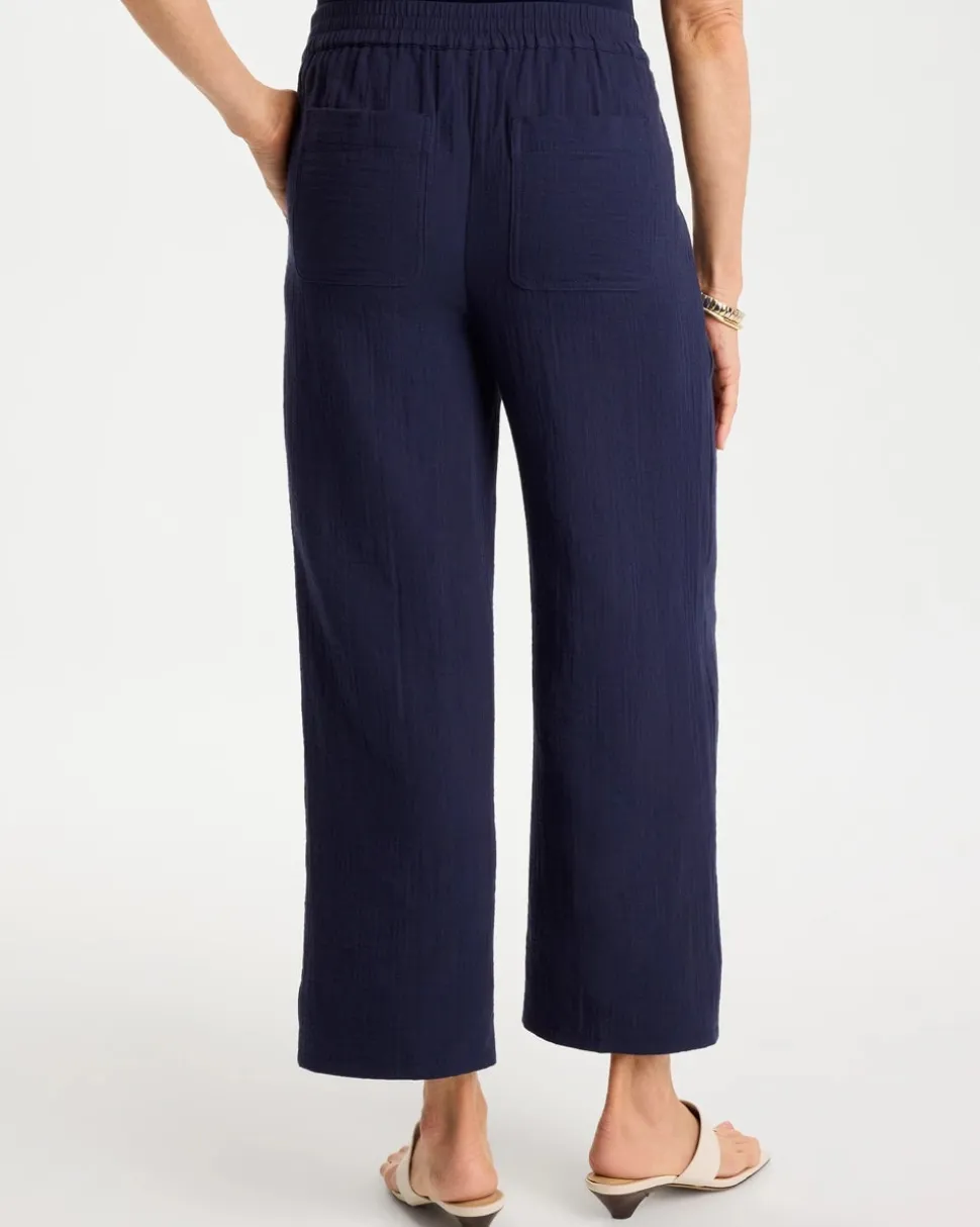 Cotton Gauze Tapered Crop Pant