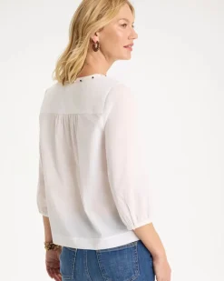 Cotton Hand Beaded Tie-Front Top