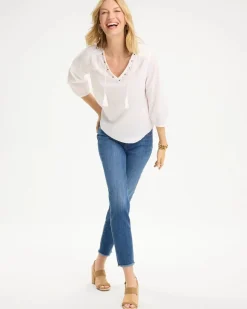 Cotton Hand Beaded Tie-Front Top