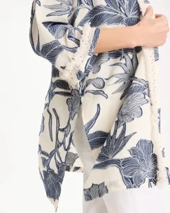 Cotton Jacquard Fringed Kimono