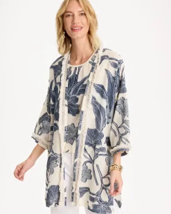 Cotton Jacquard Fringed Kimono