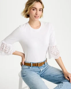 Cotton Lace Flutter Sleeve Tee