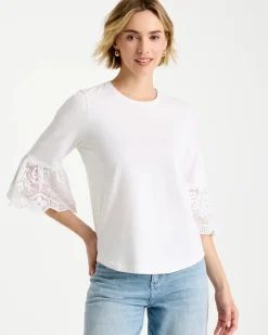 Cotton Lace Flutter Sleeve Tee