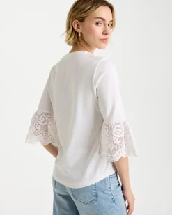 Cotton Lace Flutter Sleeve Tee