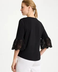 Cotton Lace Flutter Sleeve Tee