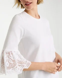 Cotton Lace Flutter Sleeve Tee
