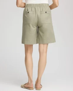 Cotton-Linen Pull-On Utility Shorts
