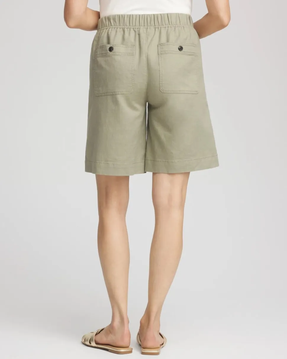 Cotton-Linen Pull-On Utility Shorts