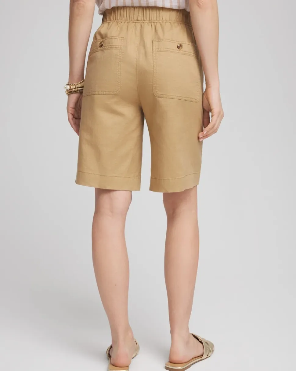 Cotton-Linen Pull-On Utility Shorts