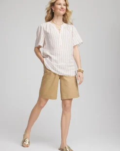 Cotton-Linen Pull-On Utility Shorts
