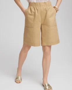 Cotton-Linen Pull-On Utility Shorts