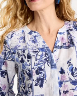 Cotton Printed Billow Sleeve Blouse