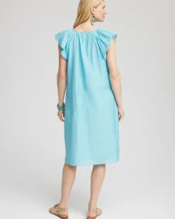 Cotton-Silk Voile Popover Dress
