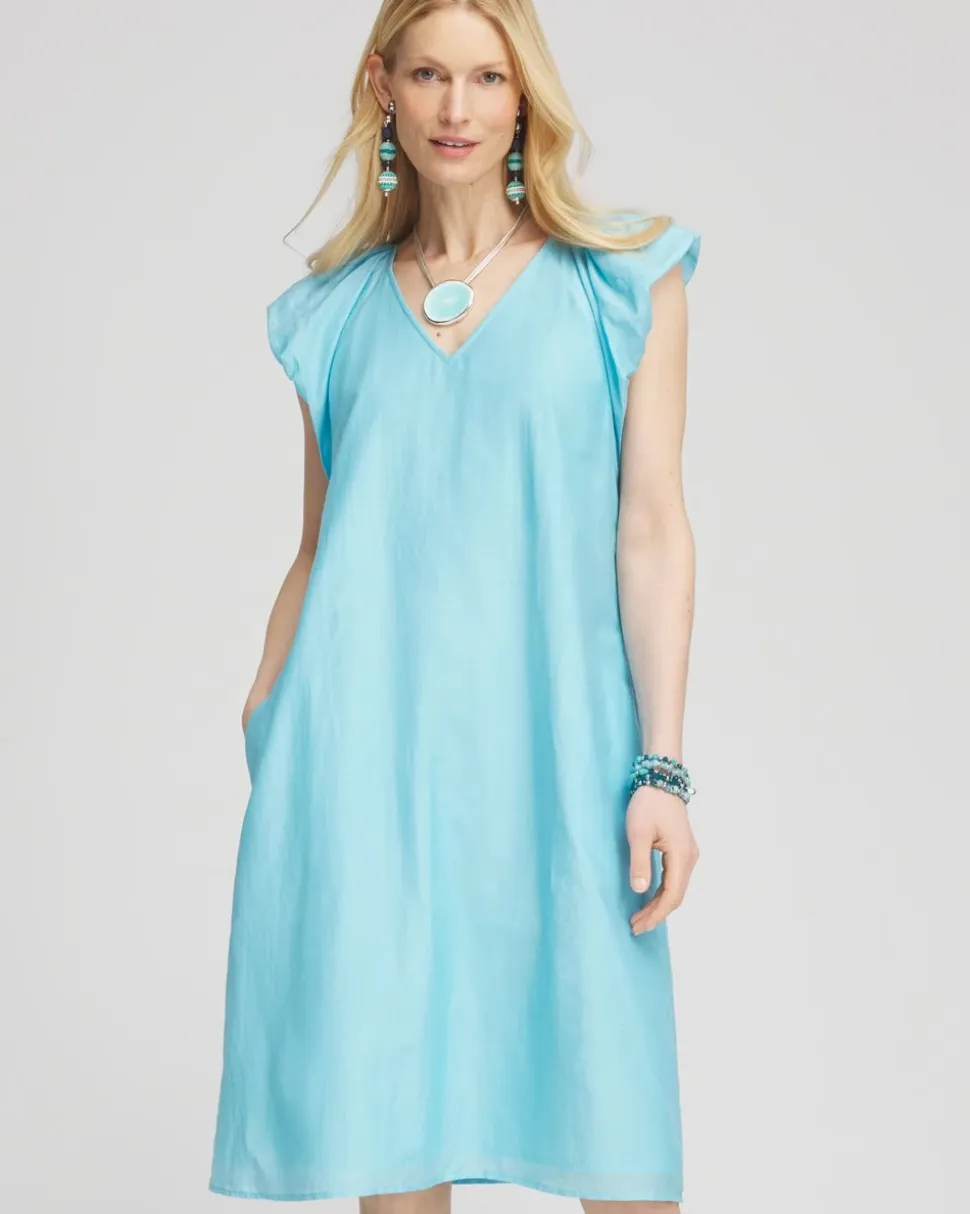 Cotton-Silk Voile Popover Dress