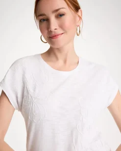 Cotton Slub Embroidered Wedge Tee