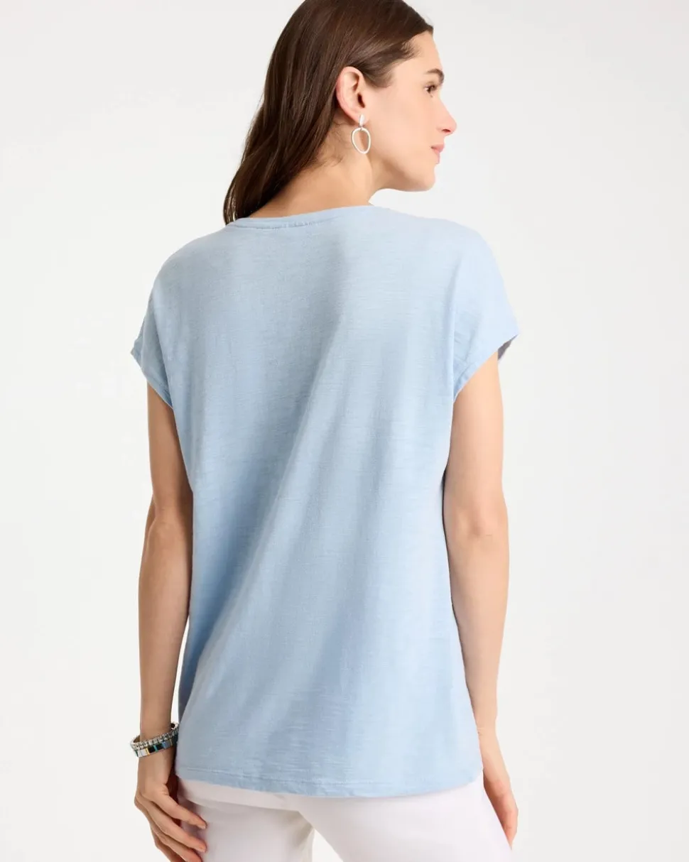 Cotton Slub Embroidered Wedge Tee