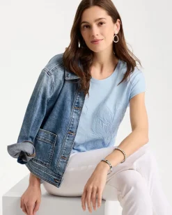 Cotton Slub Embroidered Wedge Tee
