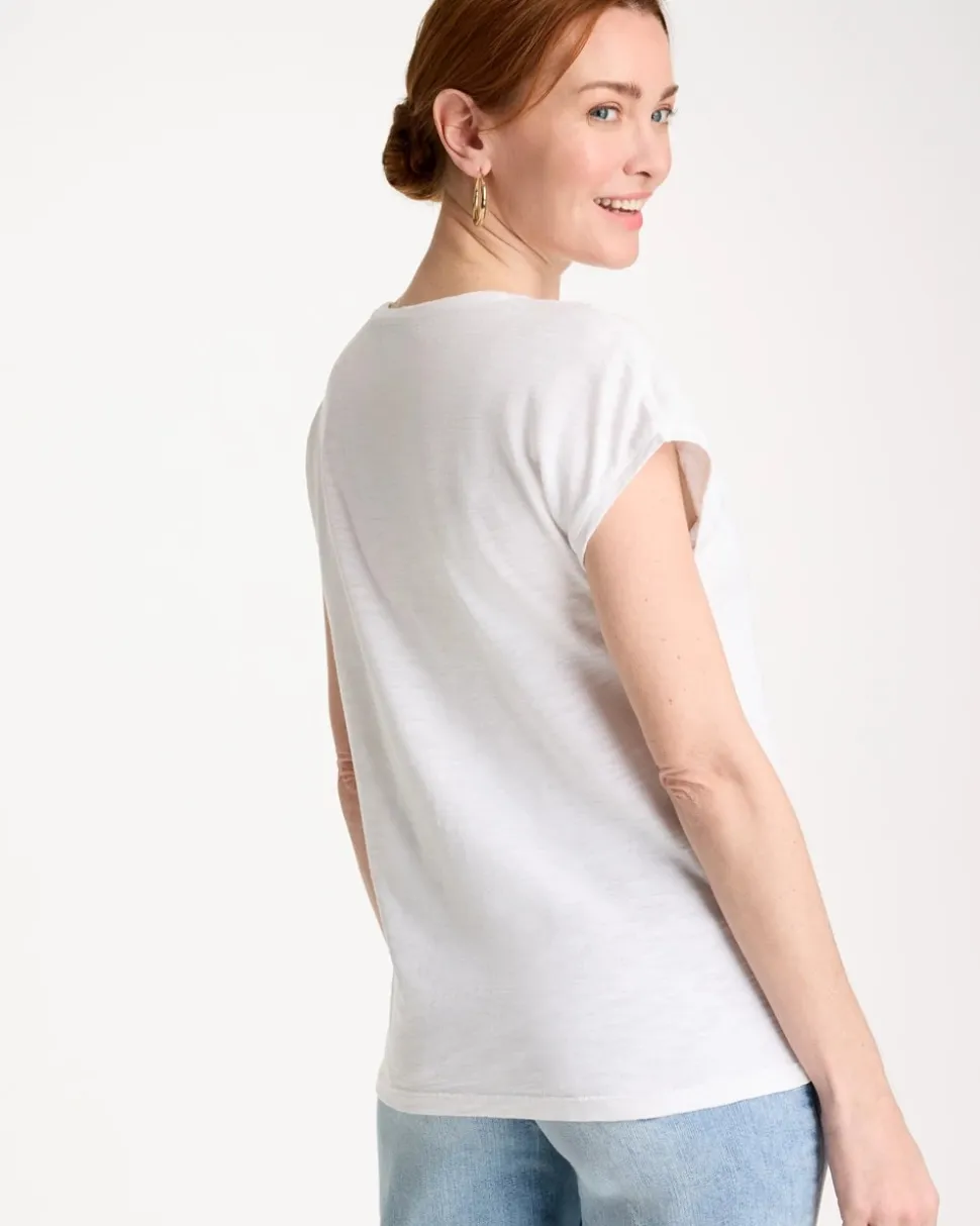 Cotton Slub Embroidered Wedge Tee