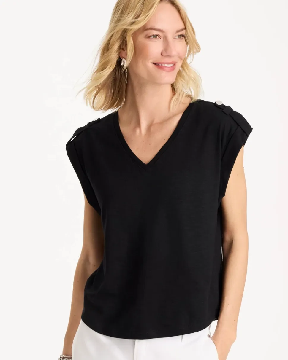Cotton Slub Epaulette Tee